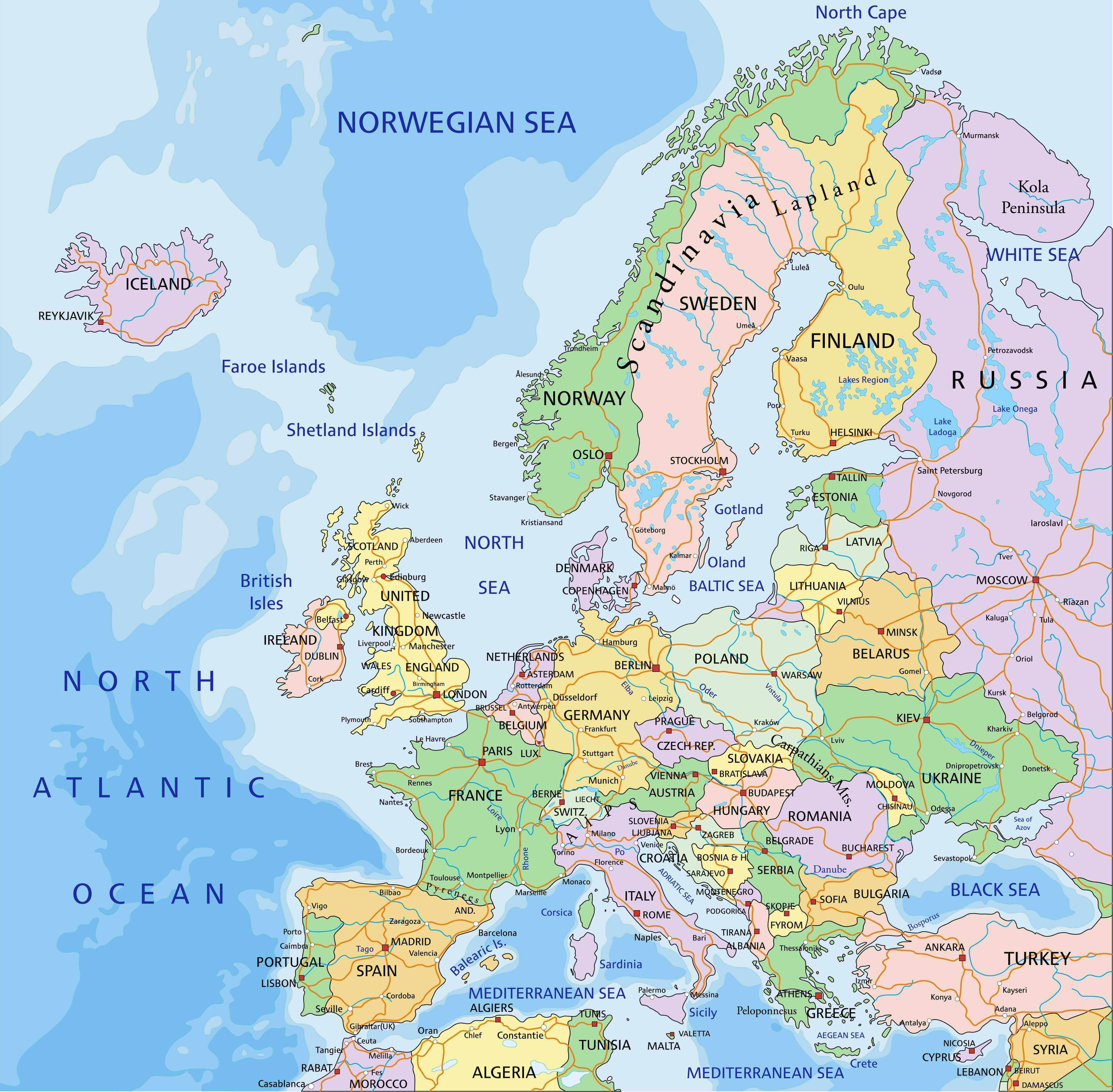 Political map of Europe