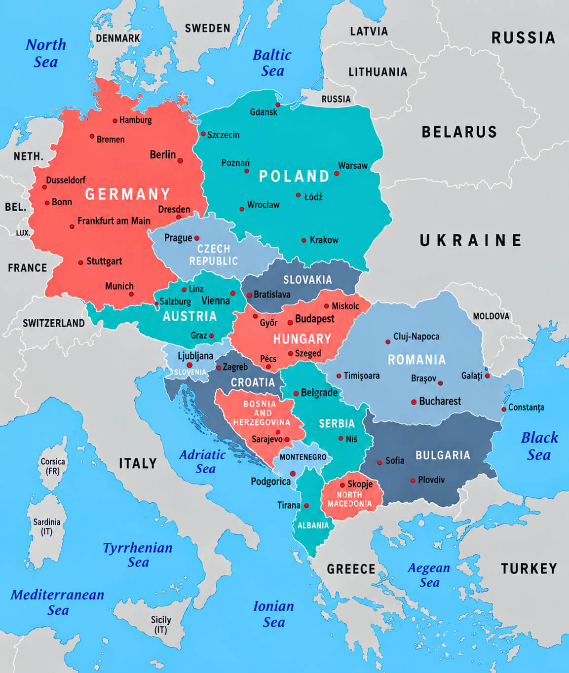 Central and Eastern Europe map