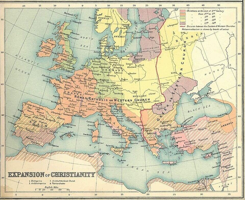 Christianity expansion in Europe map