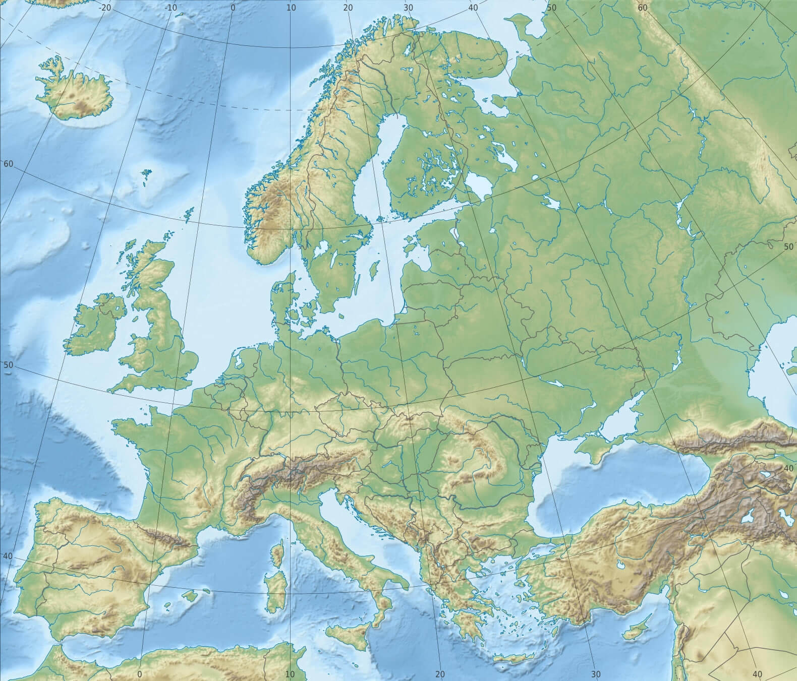 Eastern Europe relief map