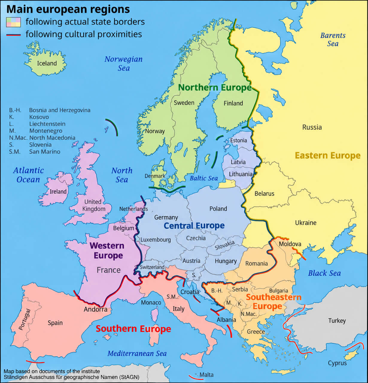 Europe regions map