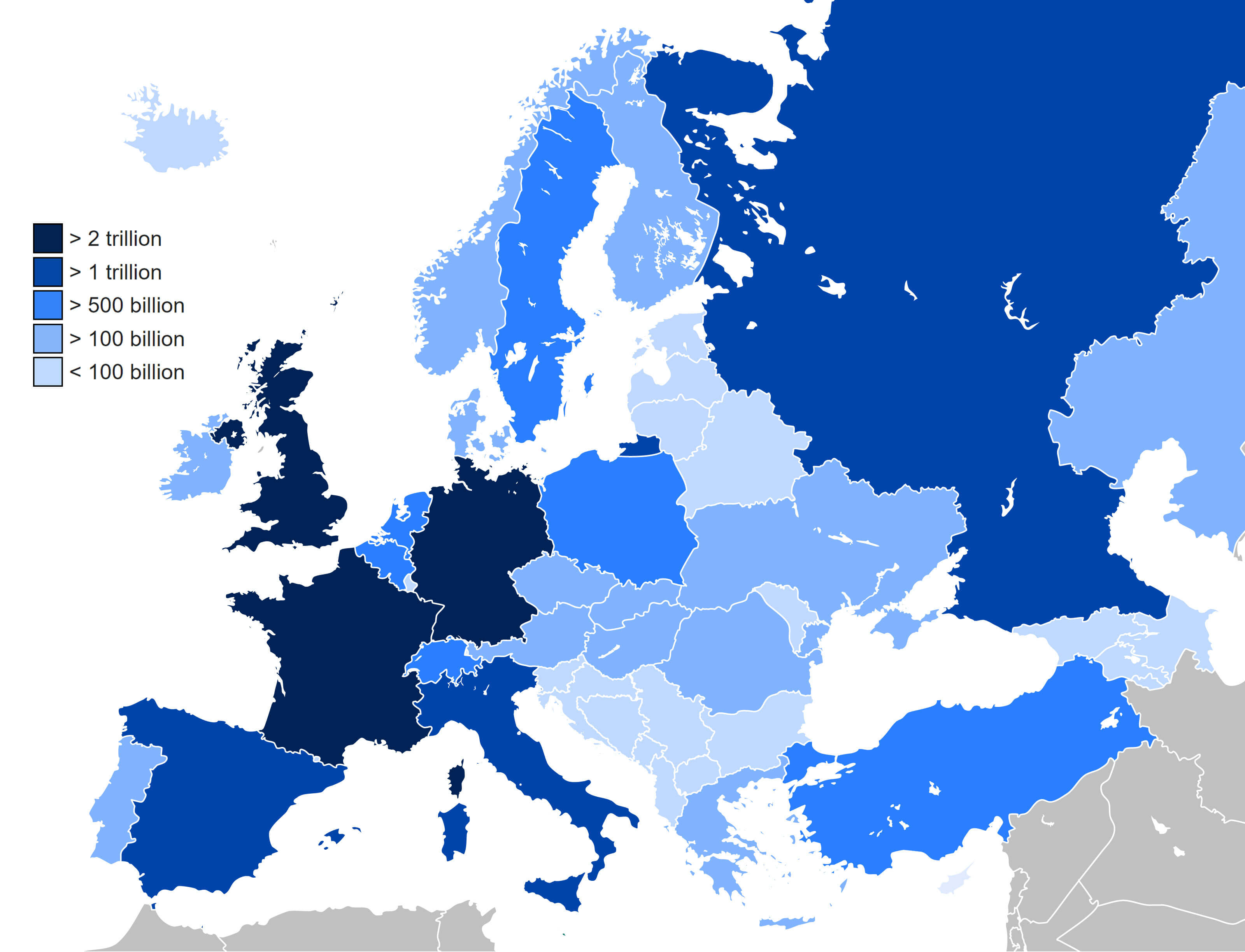 Europe countries GDP ppp map 2020