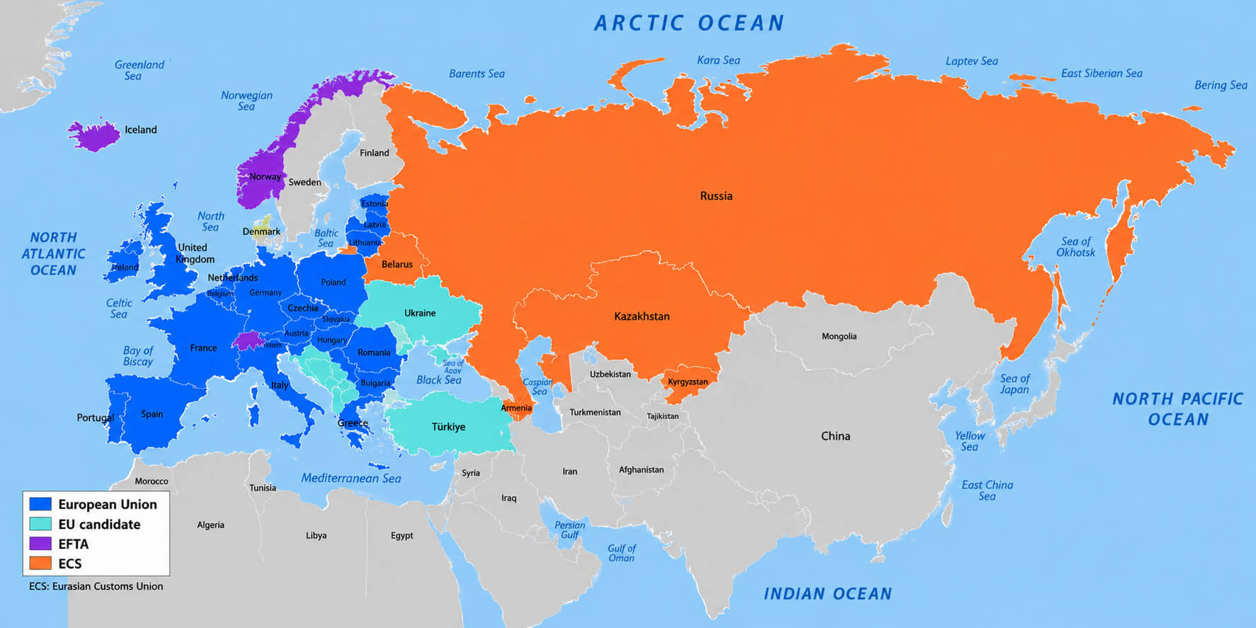 Europe economic regions map