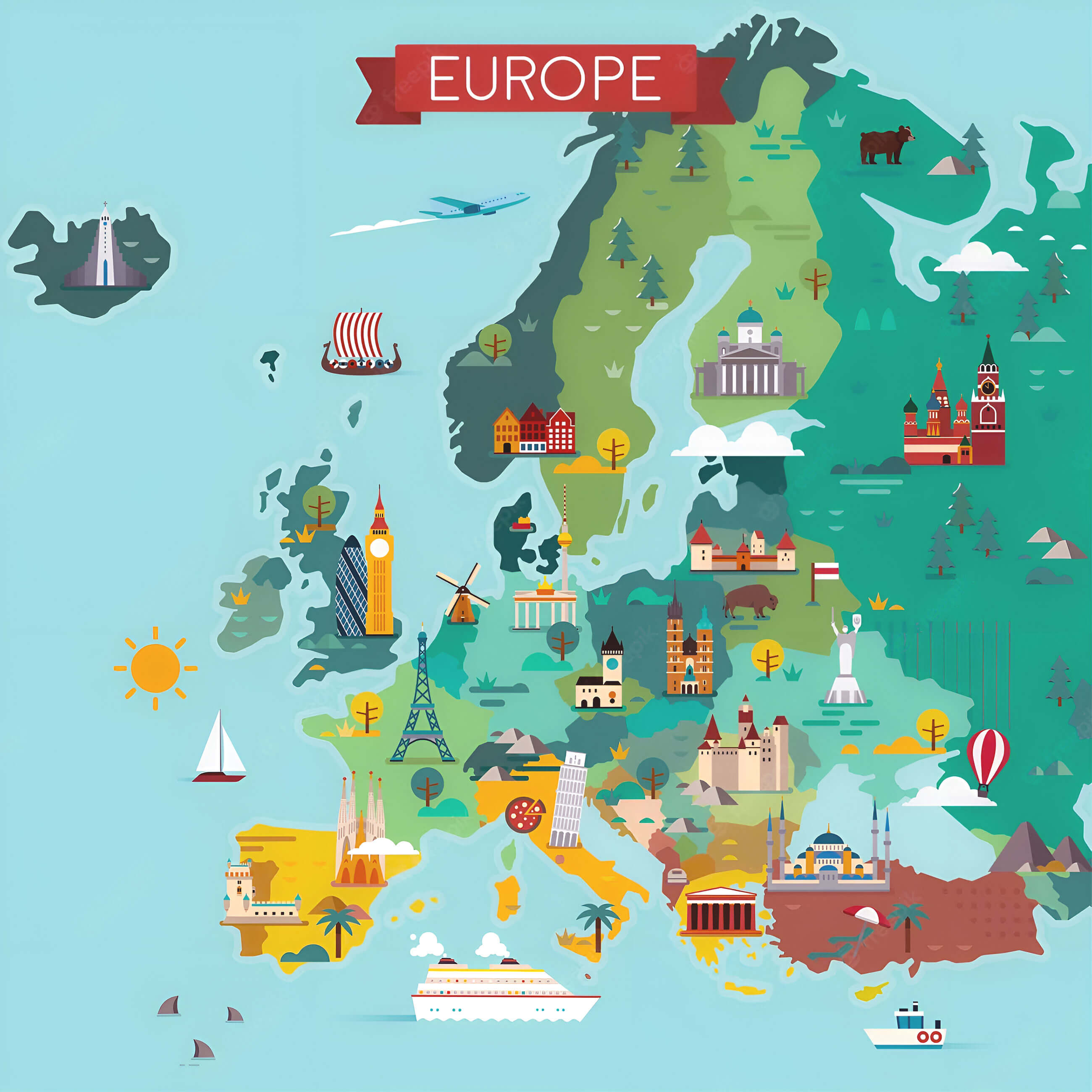 Europe travel tourist map