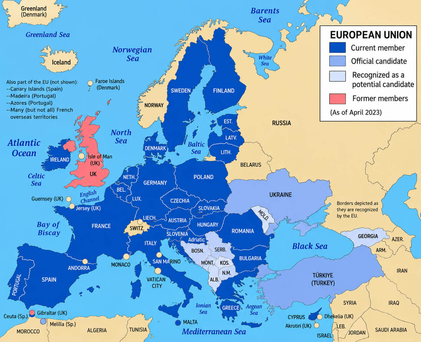 EU member states and candidate countries map