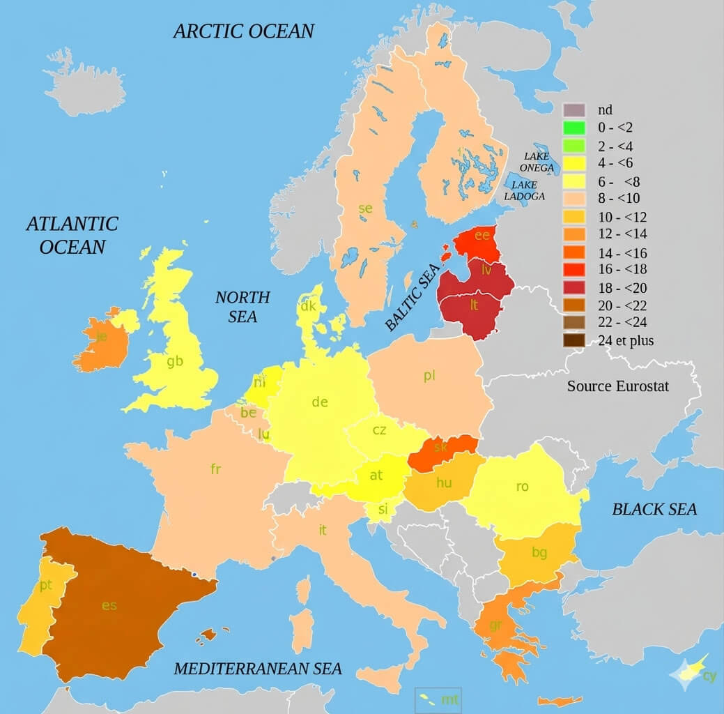 Europe unemployment rate map 2010