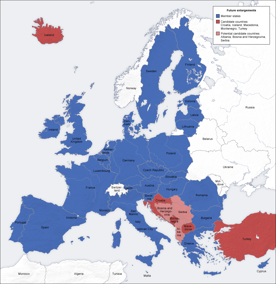European Union future enlargement map