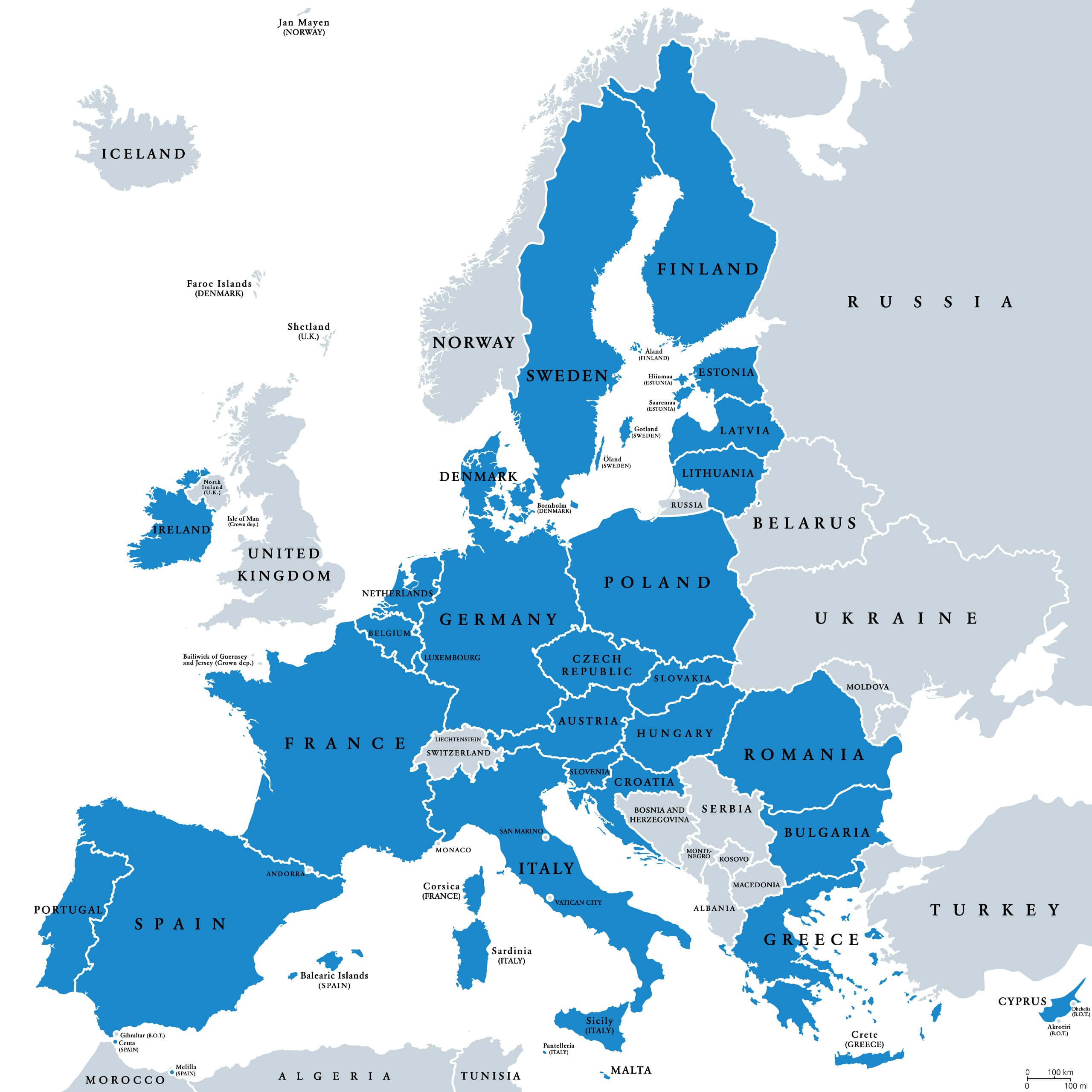 Map EU members map