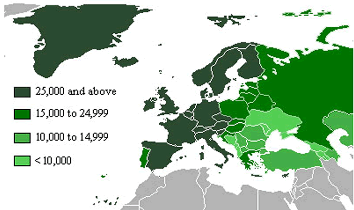 europe gdp map
