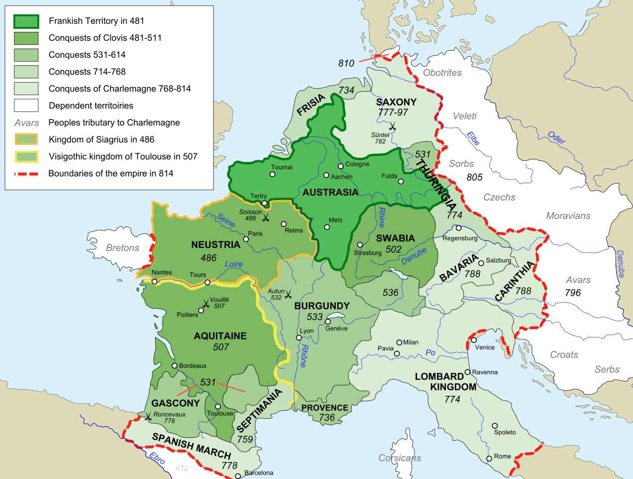europe map frankish empire 481 814