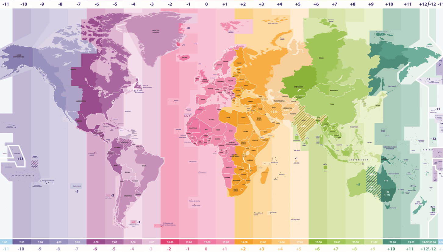 Time zones map with Germany