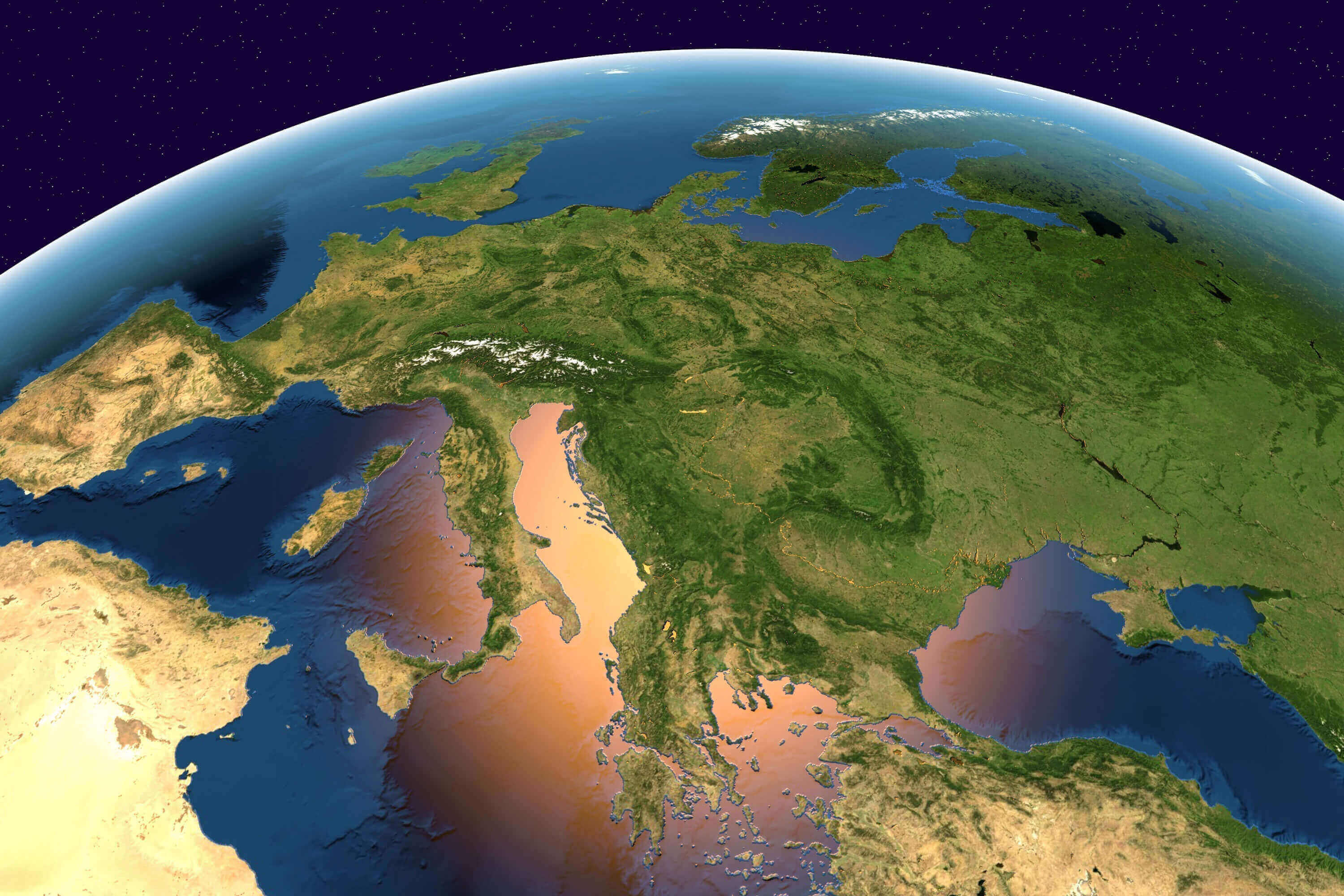 High-resolution physical map of Europe
