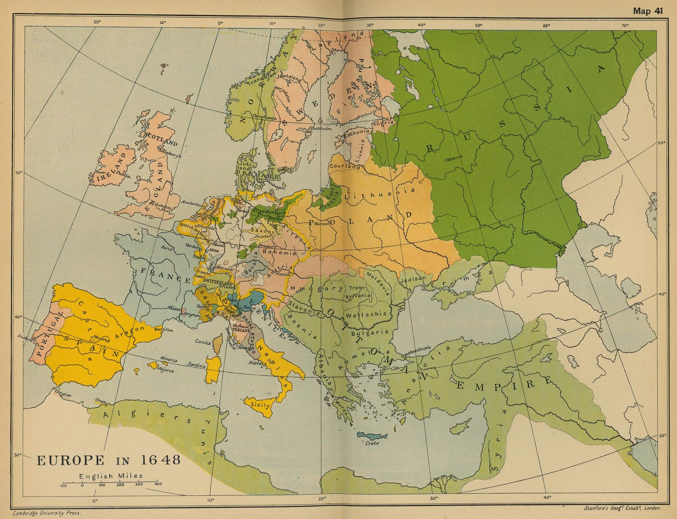 Europe historical map 1648