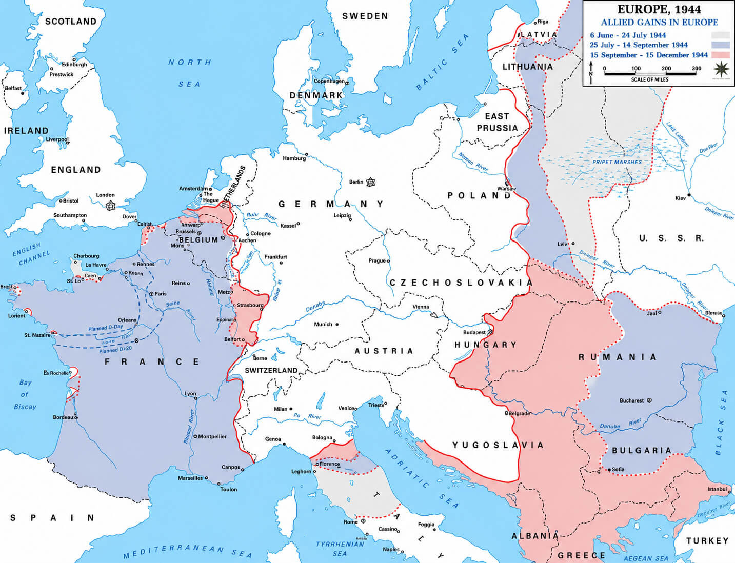 Europe historical map 1944
