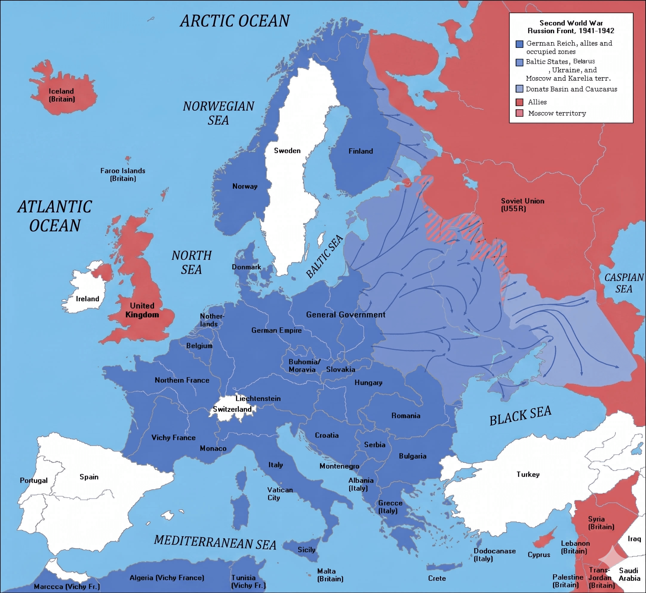 Europe map second World war 1941 1942