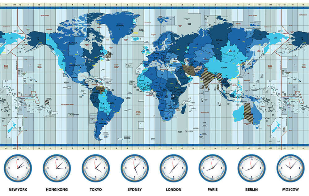 Italy time zone map in the World