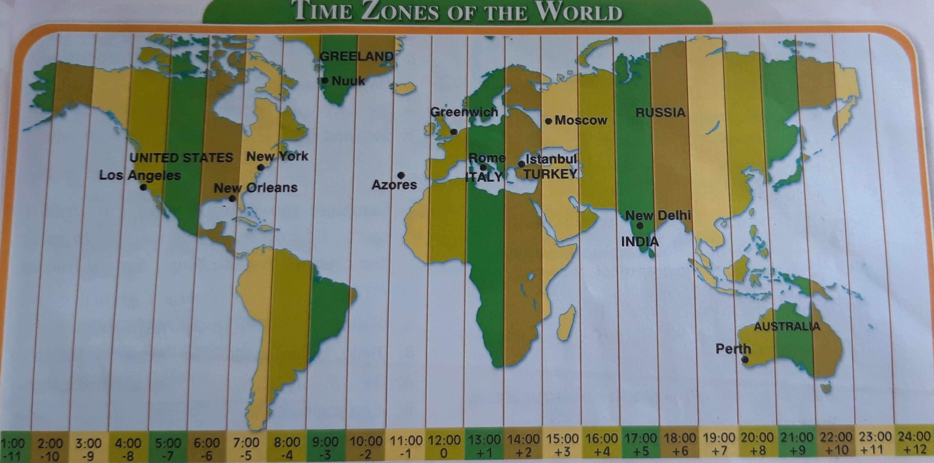 Time zones map of the World with Italy