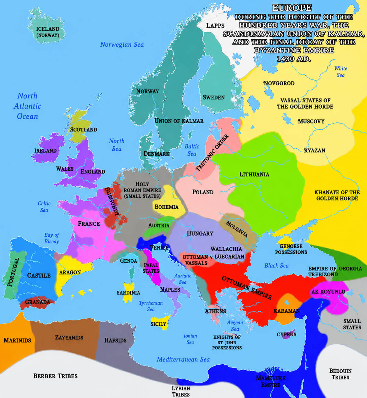 Europe map 1430 medieval period