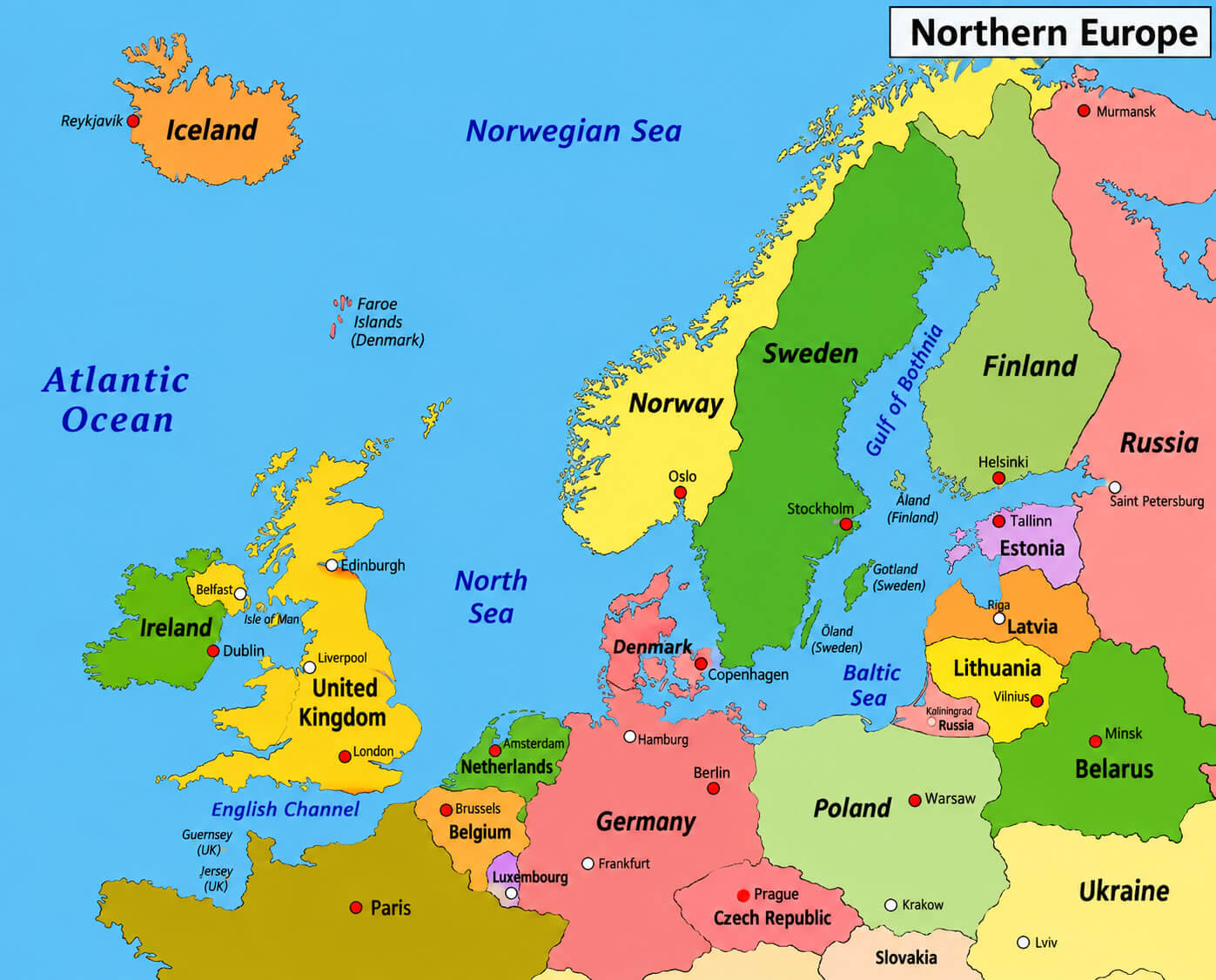 Northern Europe countries map