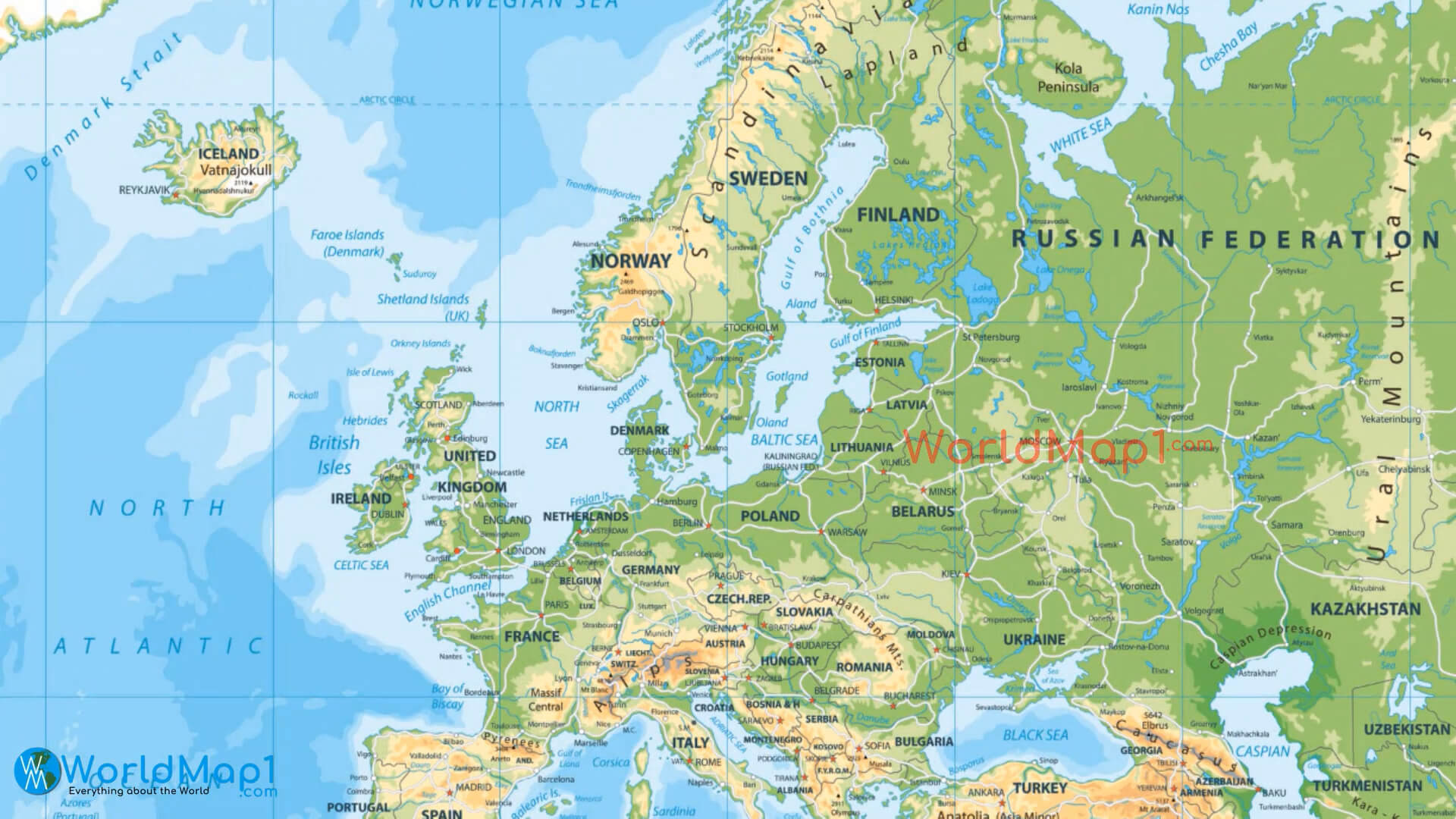 Europe land map