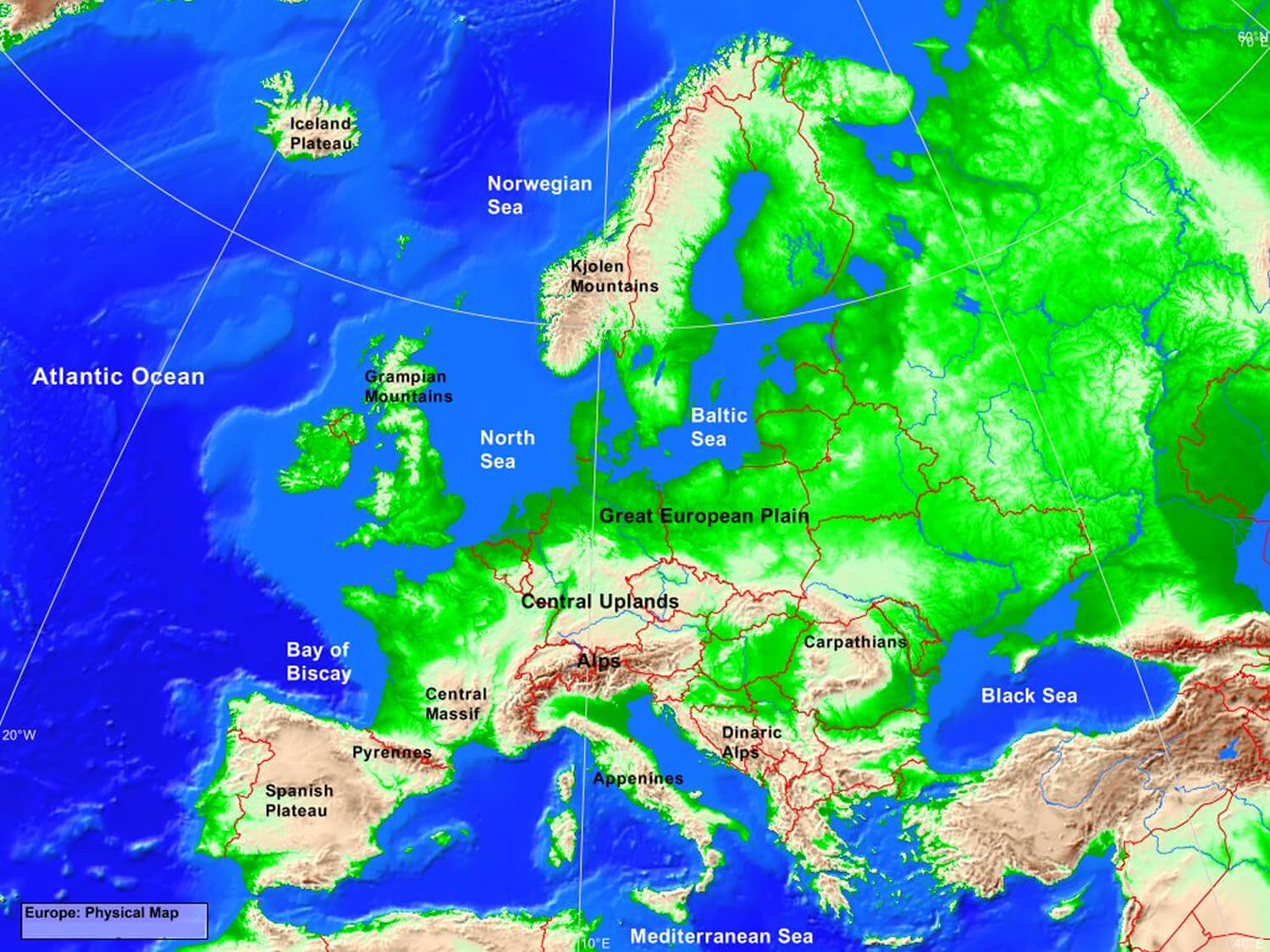 Explore Europe Physical Map Explore Europe Physical Map