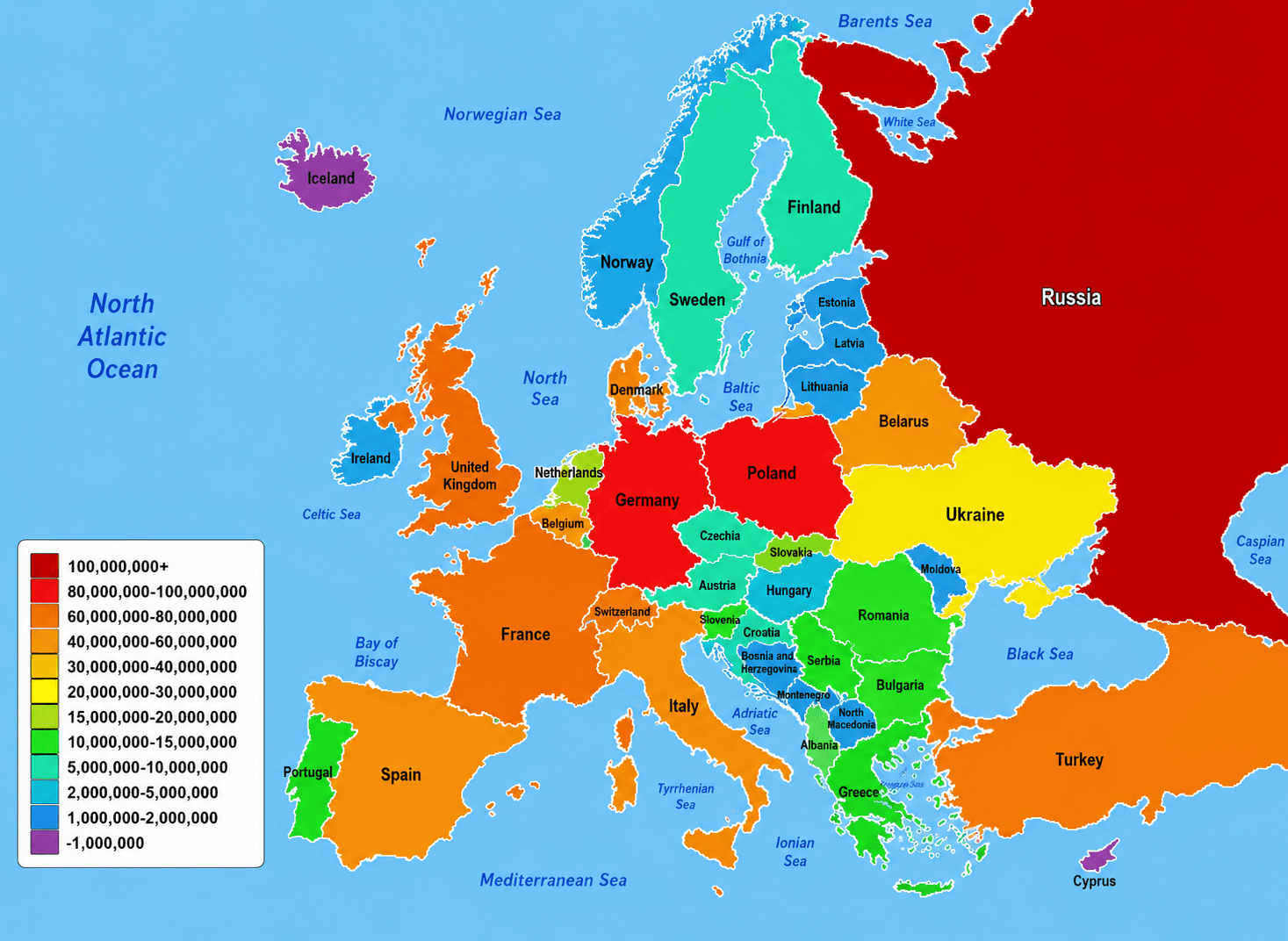 Europe population density map 2006