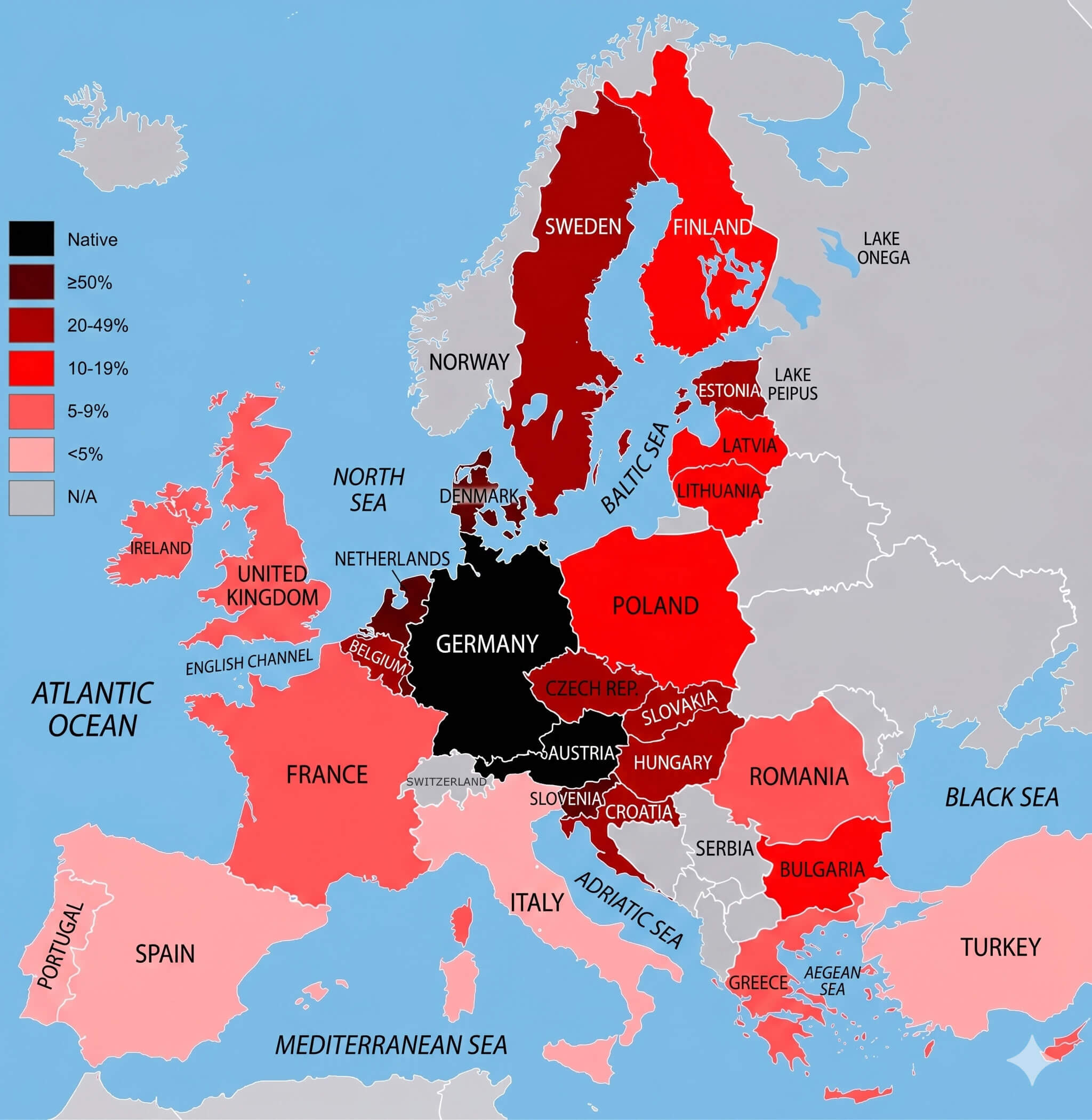 German language knowledge map Europe