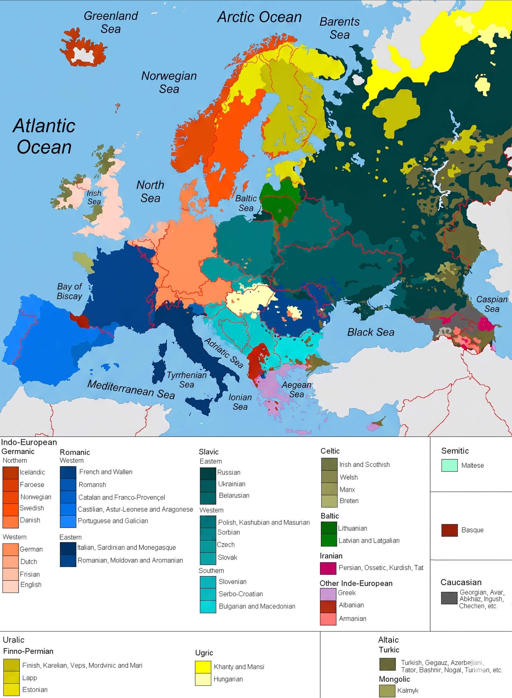 Languages spoken in Europe map