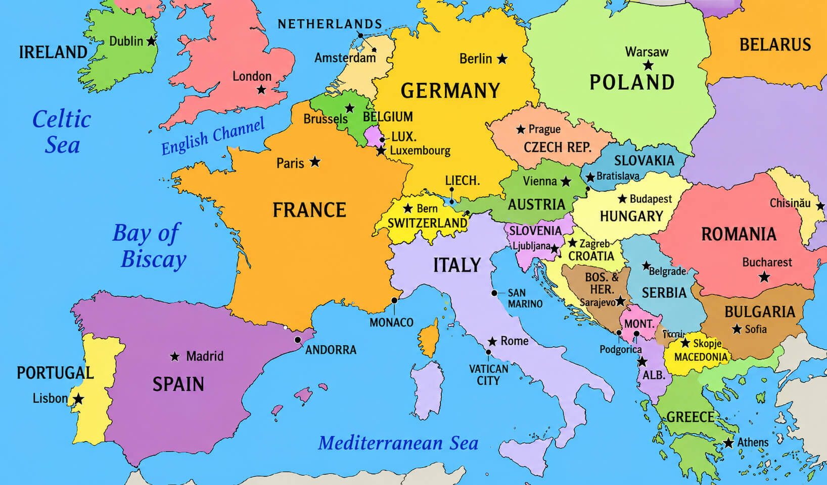 Southern Europe countries map