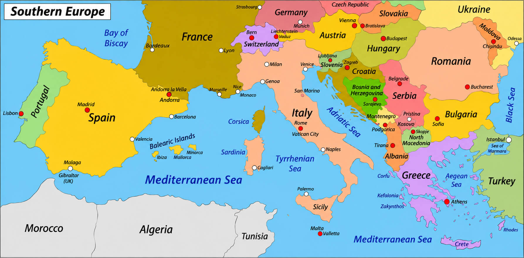 Southern Europe map