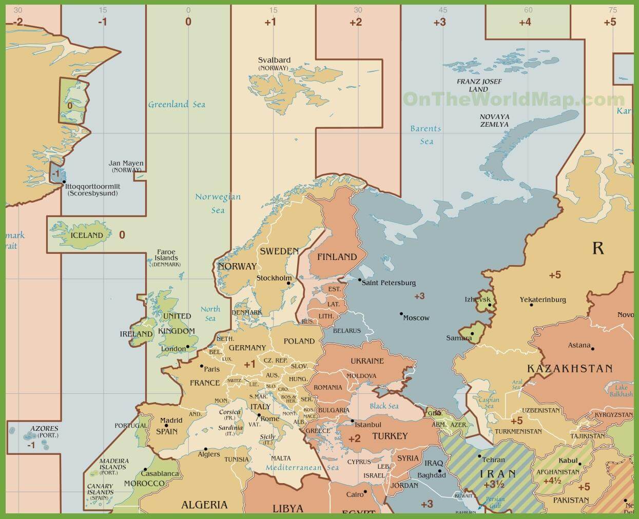 Spain time zone map