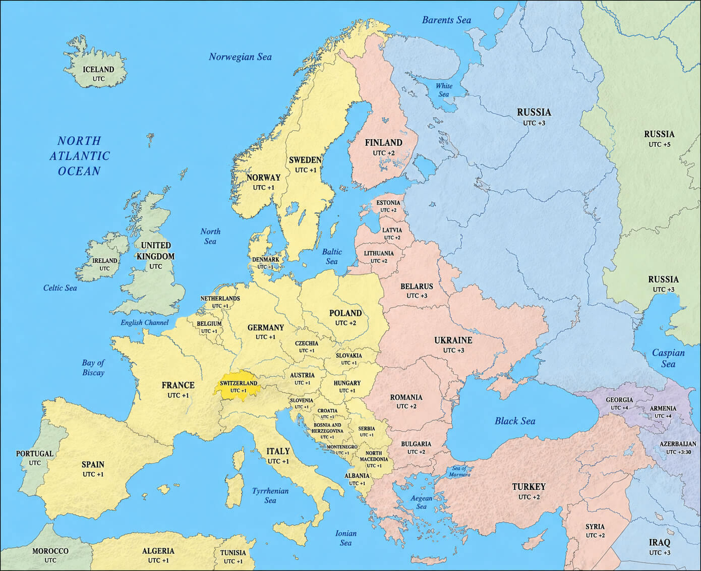 Europe time zones 2004