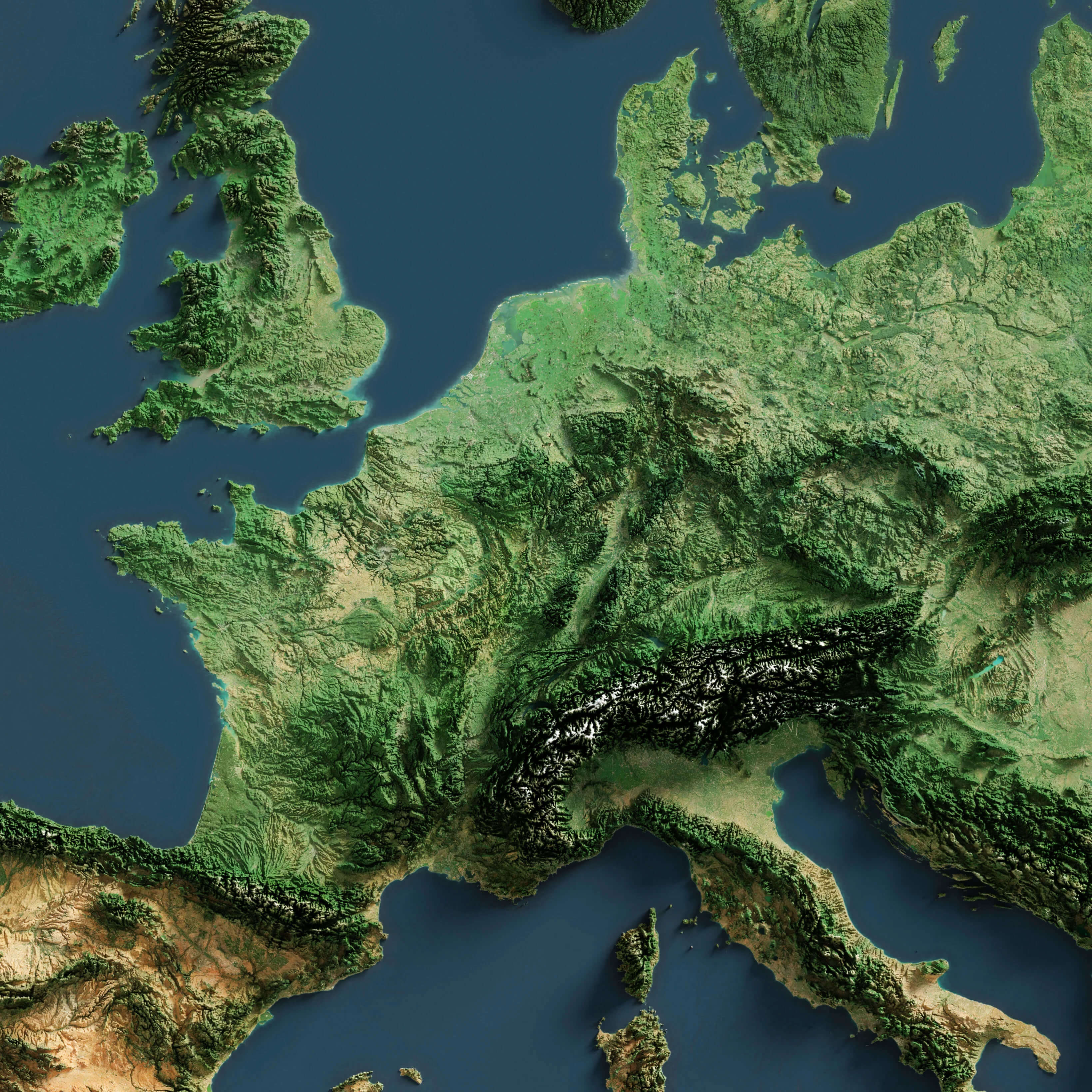 Europe and Russia topography map
