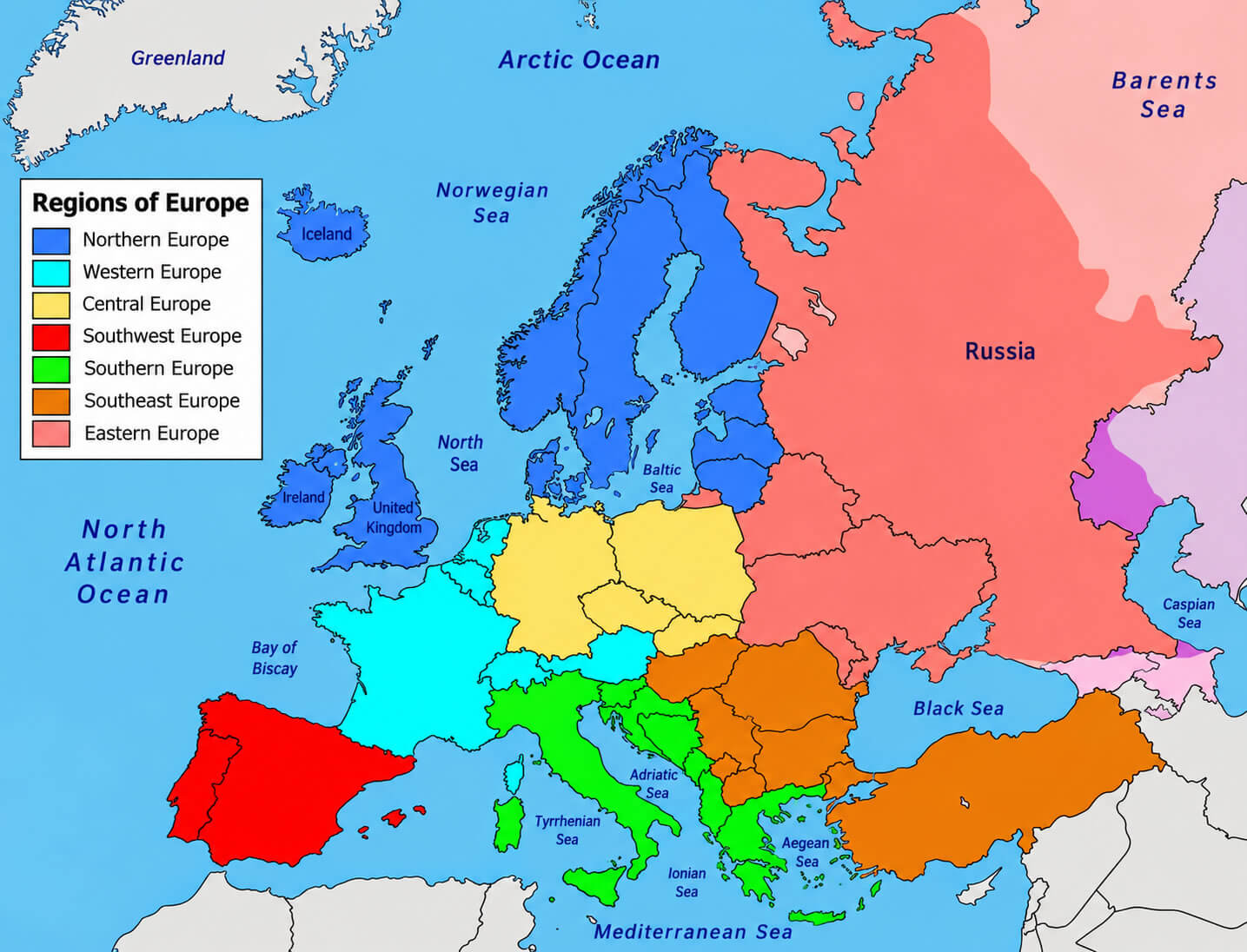 Europe regions map