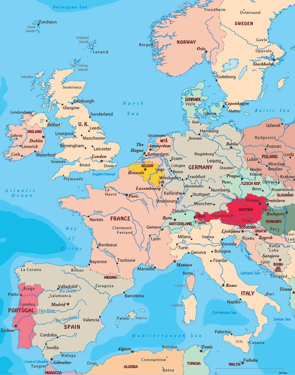Western Europe map