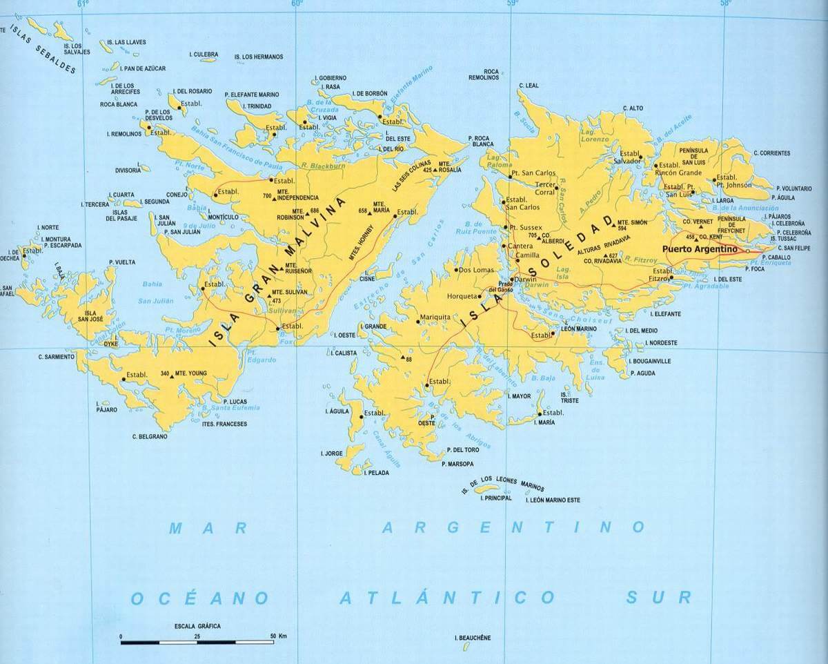 Falkland Islands Map Malvinas Islands