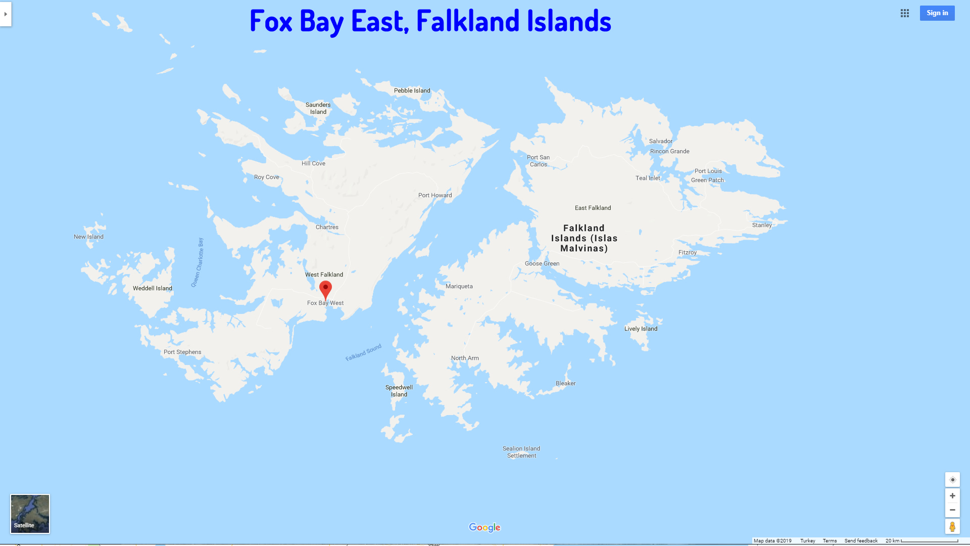 Fox Bay East map Falkland Islands