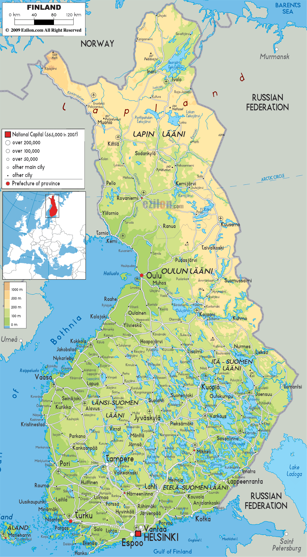cities map of finland