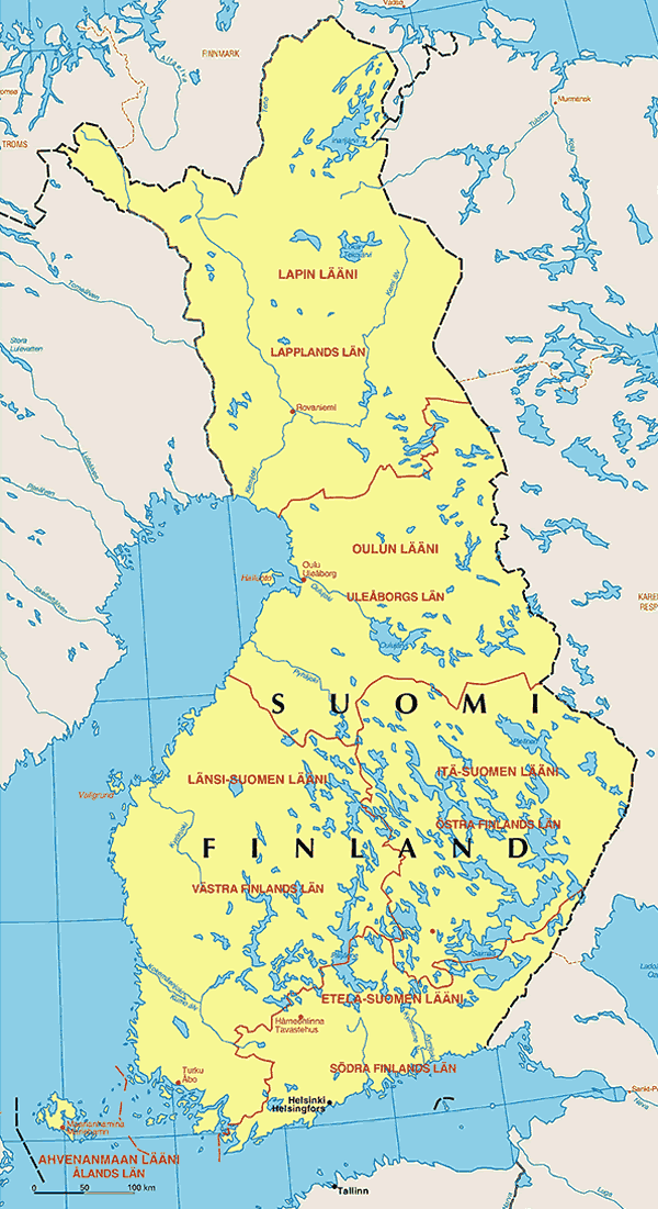 finland lakes map
