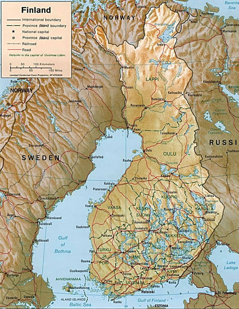 finland relief map