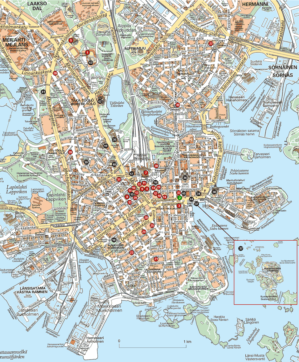 downtown map of helsinki