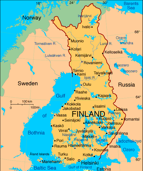 Finland map Raahe