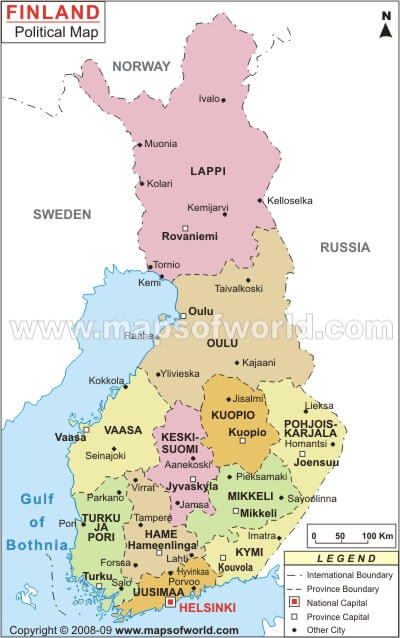 regions map of finland