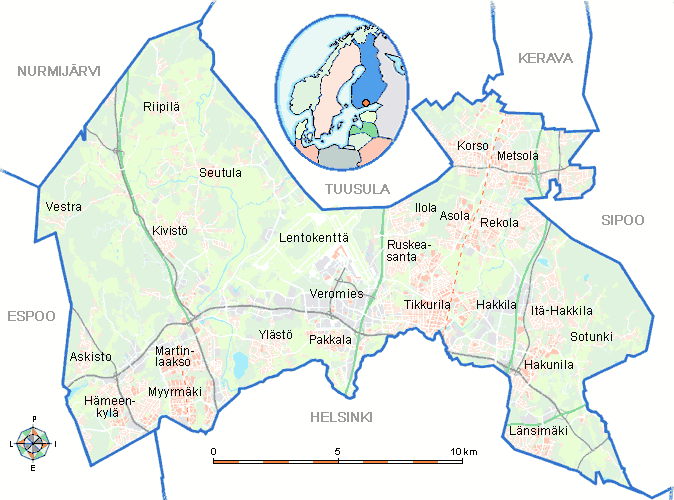 Vantaa city center map