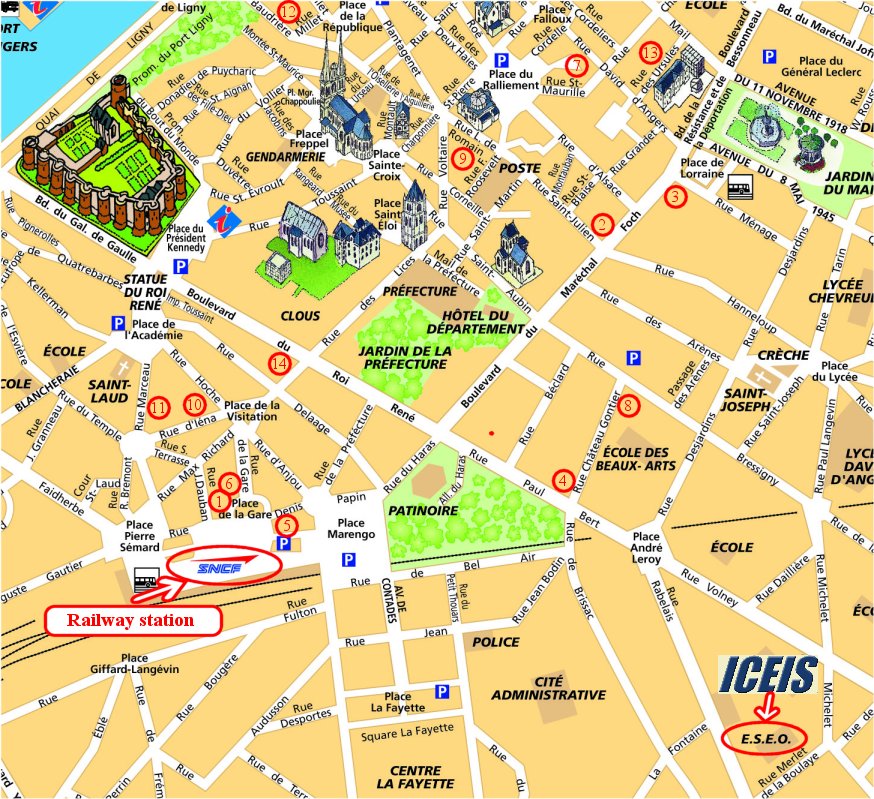 Angers tourist map
