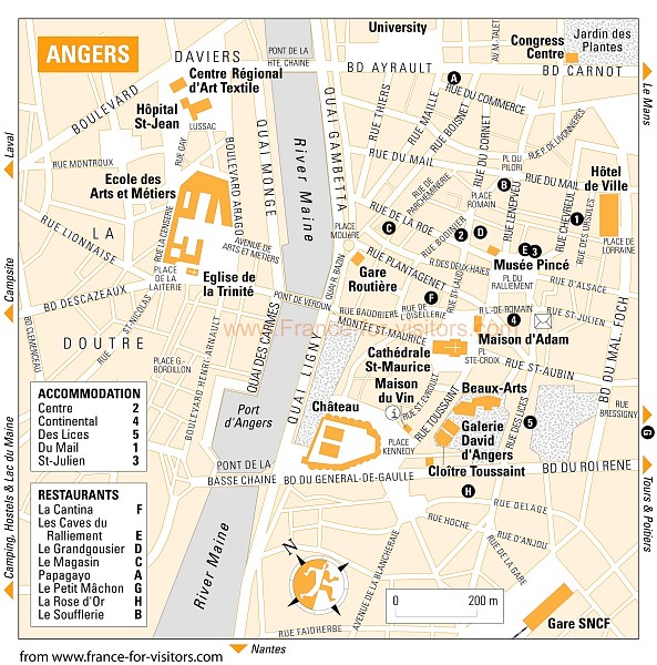 Angers city center map
