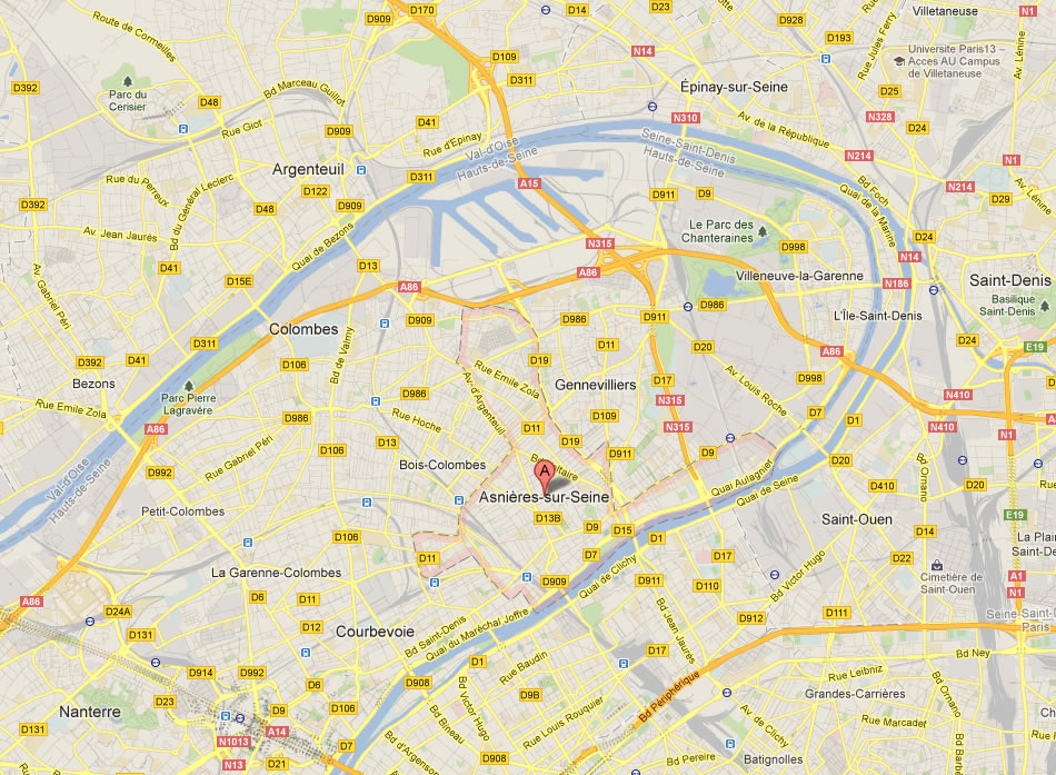 map of Asnieres sur Seine