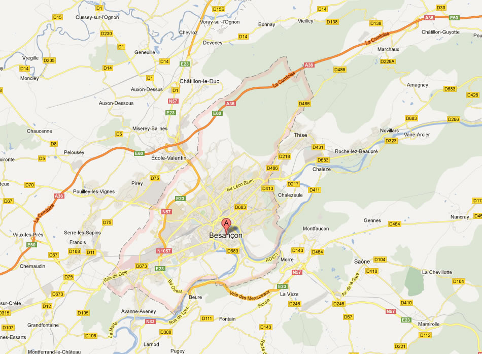 map of Besancon