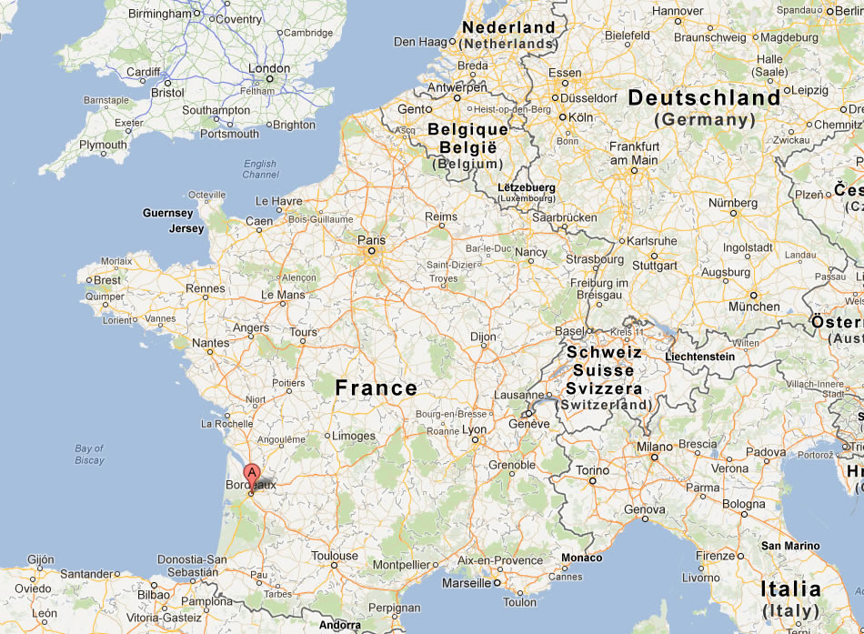 map of Bordeaux france