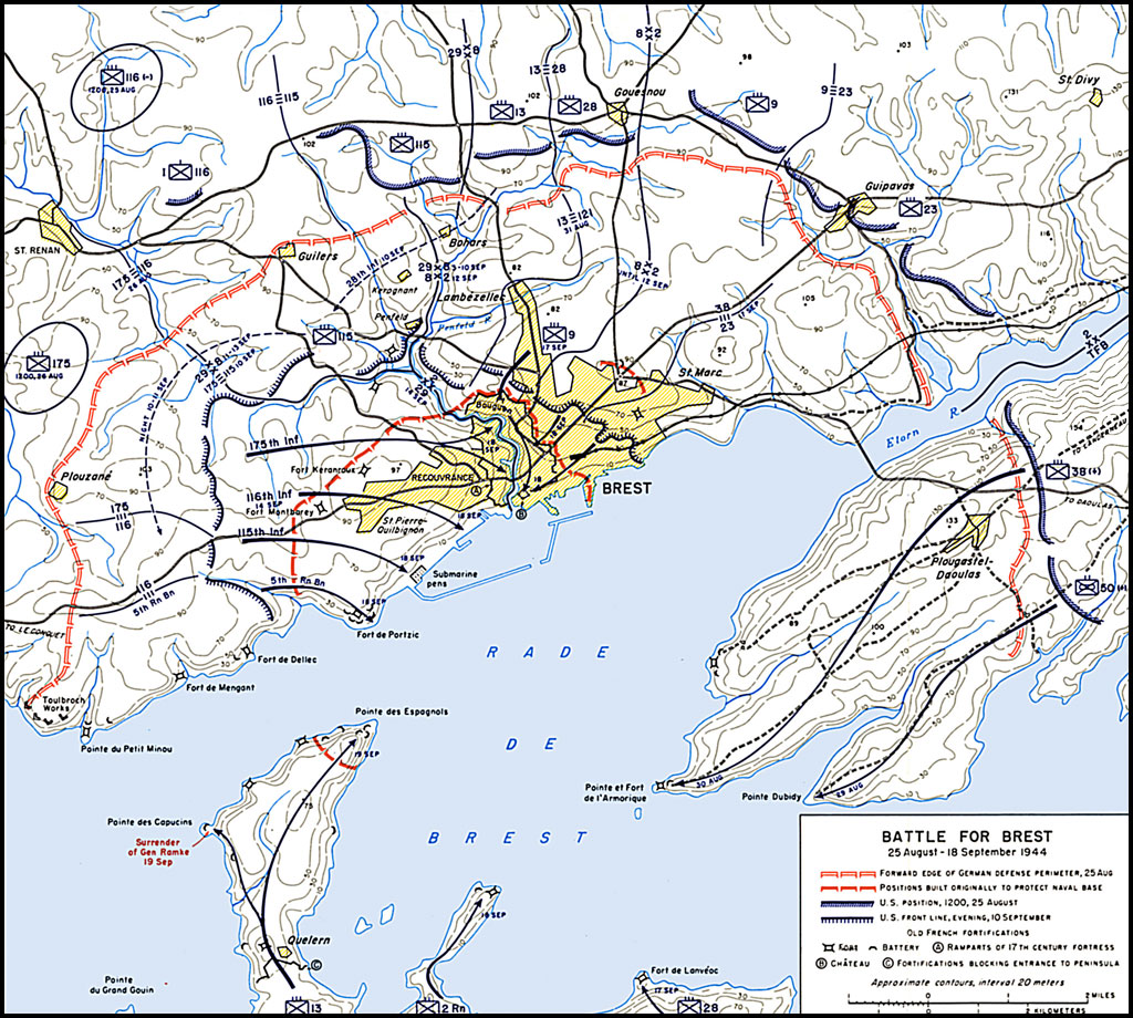 Brest battle map 1944